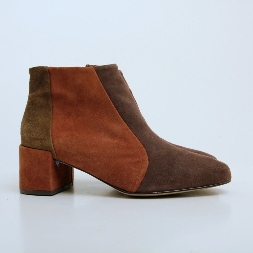 Matisse‎ Lad Suede Colorblock Block Heel Ankle Boots in Brown Women Size 7